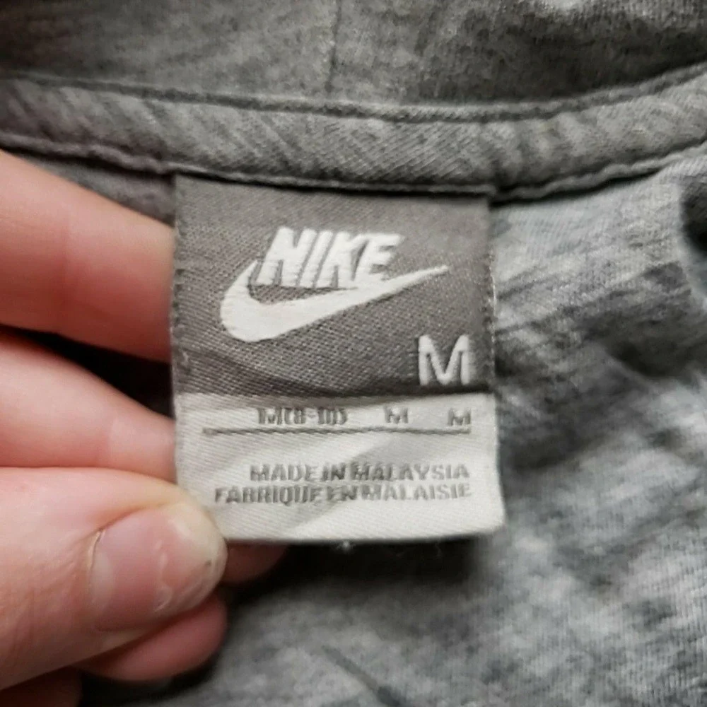 Nike Hoodie Womens Medium Gray Full Zip Knit Raglan Sleeve Logo Pocket Stretch